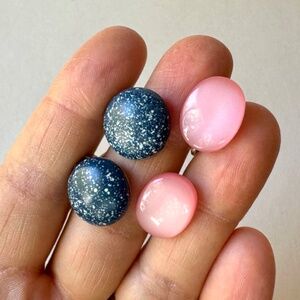 Clip-on Earrings, Moonglow, Speckled, Set of 2, Vintage